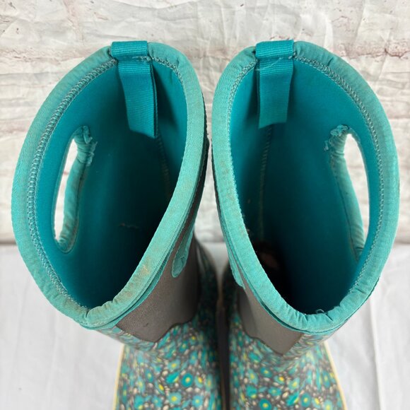 Bogs Girls Youth 3 Blue Sweet Pea Classic Pull-on Rubber Winter Snow Boots - Picture 8 of 12